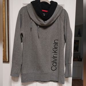 Calvin Klein Performance Cowl Neck Sweater Womens Large Gray Sweatshirt